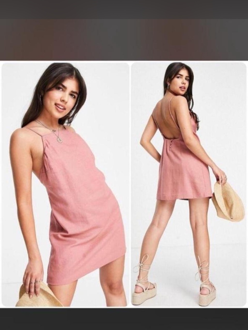 Abercrombie & Fitch Linen-Blend Apron Mini Dress
